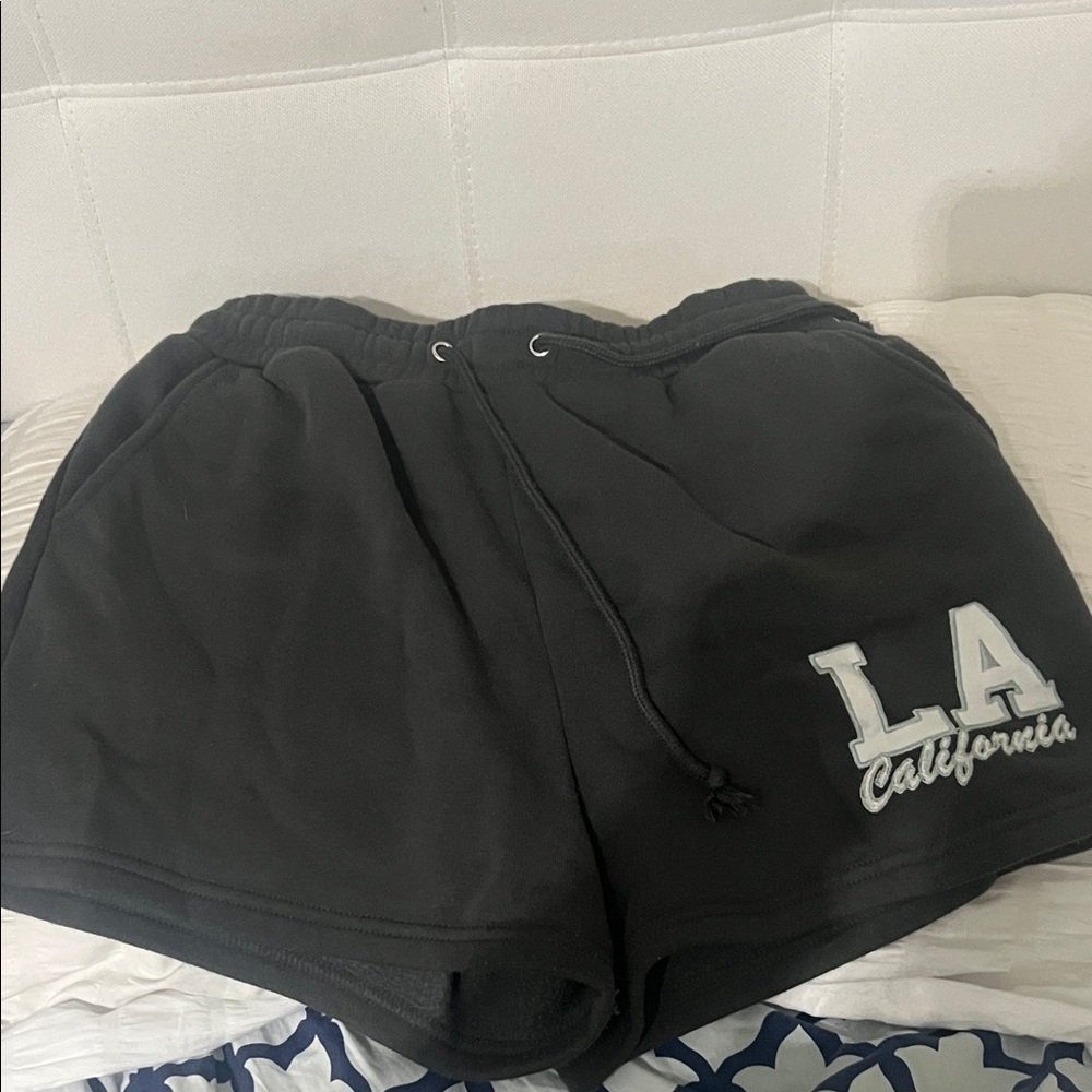 Sunday Black Athletic Shorts with LA Embroidery